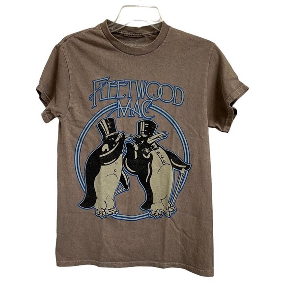 Fleetwood Mac Unisex Taupe Stone Washed T-Shirt Tee Rock Band Penguins Cotton S - Picture 1 of 9
